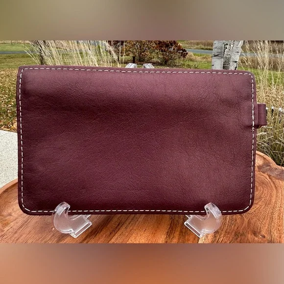 Portland Leather Goods Large Wristlet Clutch Metallic Wine Full-Grain Leather - Picture 6 of 8